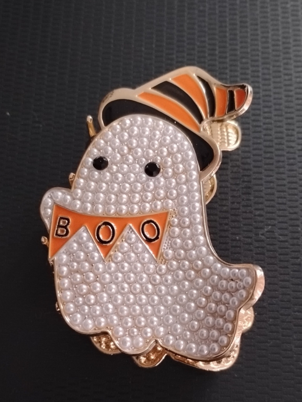 Halloween Ghost Kids Brooch Pin - White and Orange